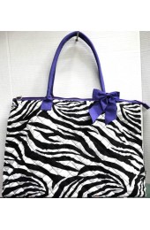 Large Quilted Tote Bag-ZEBRA/PURPLE